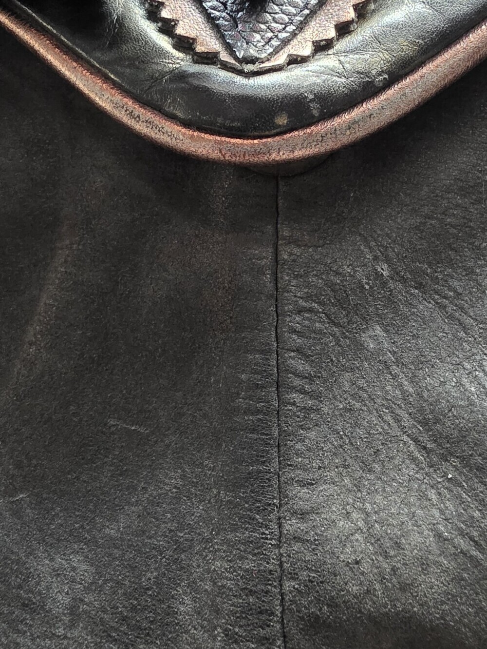 Gayle Anderson Designs Vintage Charcoal Leather Crossbody Bag with Tassel - Picture 16 of 16